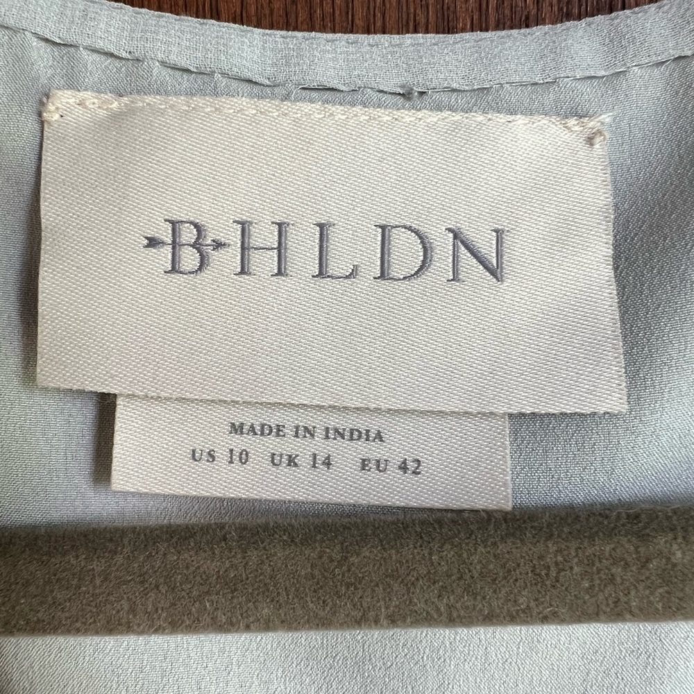 BHLDN Anthropologie Plymouth Beaded Wrap Dress in Fog Grey | Size 10 | NWT - Picture 7 of 8
